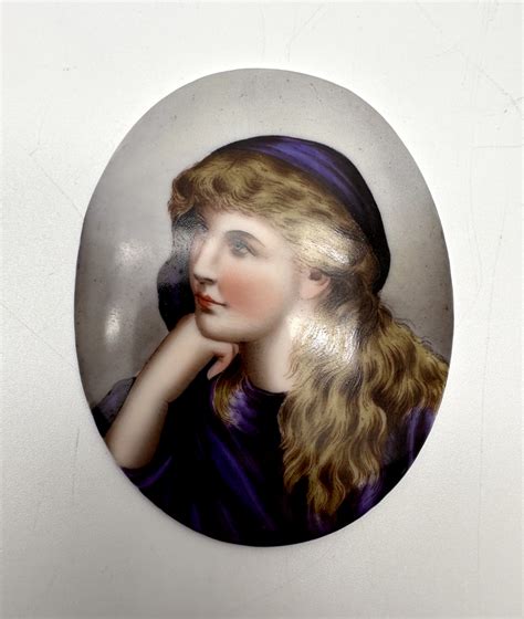 portrait hand painted profile man on porcelain metal box|hand painted portrait on porcelain.